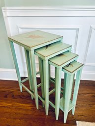 Set Four Sweet Coastal Style Painted Nesting Tables (LOC: S1)