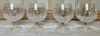 Four Waterford Connoisseur Lismore Brandy Balloon Glasses