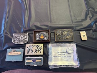 Group Of Belt Buckles And Tie Bars Most Police Related