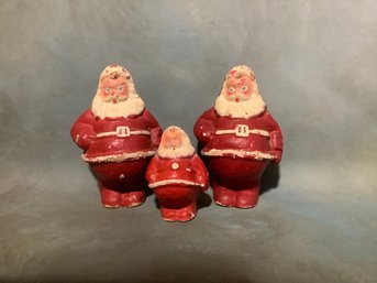 3 Paper Mache Santas