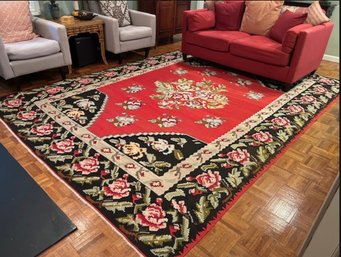 Beautiful Flatweave Kilim Style Wool Area Rug, Purchased In Spain