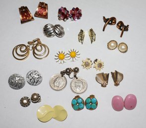 16 Pairs Of Clip On Earrings