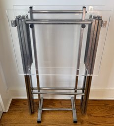 Two Chrome And Lucite Vintage Collapsable Stands