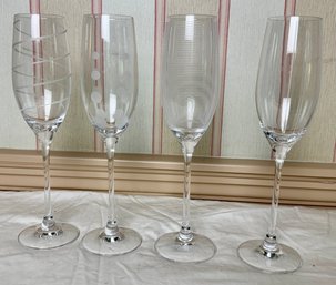 Set Of Four Mikasa Champagne Flutes