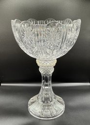 Tall Crystal Pedestal  Scalloped Edge Compote/bowl ~  13 1/2 Inches