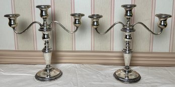 Pair Of Fisher Weighted Sterling Silver Three Arm Candelabras