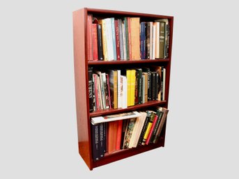 Modular Mahogany Tone Library Wall Multi-Section Open Shelving Unit 48'H
