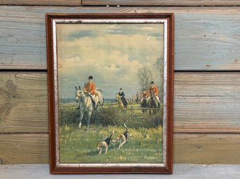 Vintage John Sanderson Wells English Fox Hunt Equestrian Print With Hounds