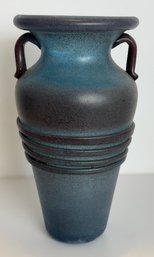 Blue Frosted Art Glass Vase