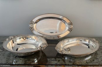 Portuguese Silver Plate Shell Motif Serving Pieces By Trapazio
