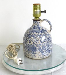 A Small Spongeware Pottery Decorated Vanity Lamp
