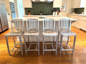 Four Aluminum Counter Stools