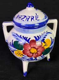 Vintage Hand Painted Footed Jar