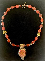 Amy Kahn Russell Designed Carnelian & Dragon Bead Necklace
