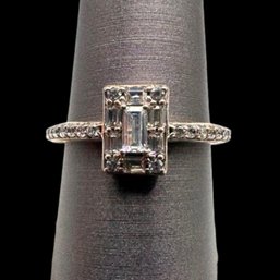 (B140) PANDORA Sterling Silver Clear Stone Ring, Size 6