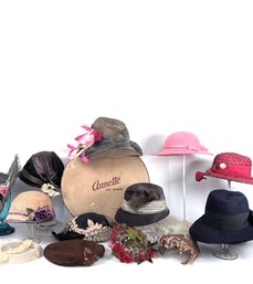 Collection Of Vintage & Antique Women's Millinery Hats, Fascinators & Hat Box