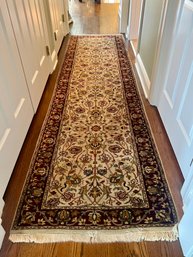 ABC Carpet 10 FT Wool Runner Carpet In Gold & Burgandy Jewel Tones (LOC: S1)