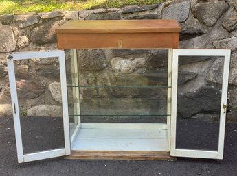 Custom Built Wood Display Cabinet With Glass Shelves 27' X 16' X 32'
