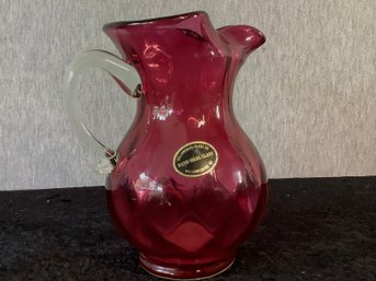 Vintage Fenton Cranberry Glass Pitcher