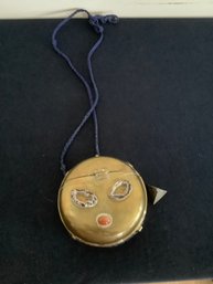 Unique Circular Brass Handbag W/ Rope Strap