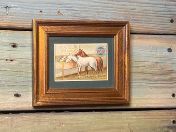 Vintage Wheeler & Wilson Sewing Machines Framed Horse Advertising Trade Card
