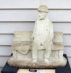 Old Man On The Bench Concrete Garden Statue