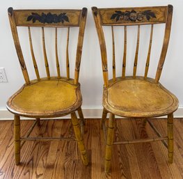 Two Antique Stenciled Back Chairs