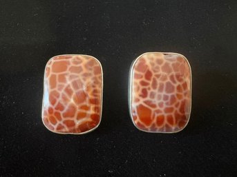Amy Kahn Russell Vintage Sterling Silver Agate Earrings