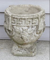 Small Greek Key And Grapes Design Concrete Garden Planter