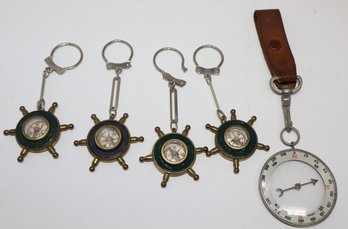 Nautical Ship Wheel Compass Keychains