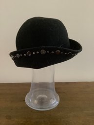 Vintage Geo W. Bollman & Co 100% Wool Black Hat #8