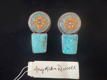 Designer Turquoise Earrings By Amy Kahn Russell