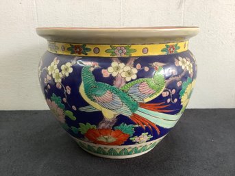 Vintage Chinese Cobalt Blue Floral Planter