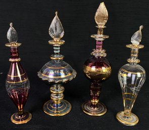 Vintage Colored Glass Fragrance Bottle Set