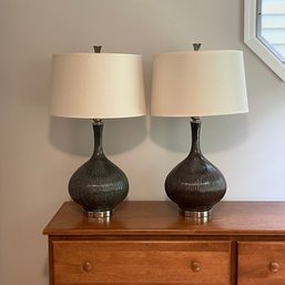 Pair Of Ribbed Artisan Style Table Lamps