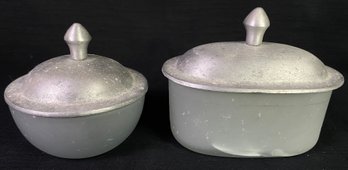 Frosted Glass Jar Pair