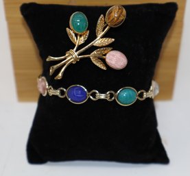 Amco Scarab 12K Gold Filled Brooch & Bracelet