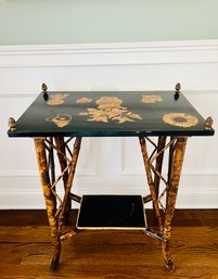 Lillian August Bamboo Style Side Table With Gold Painted Highlights (LOC: S1)