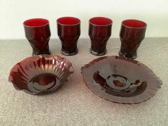 Anchor Hocking Ruby Red Glass Set