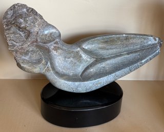 Stone Nude Sculpture On Black Plinth