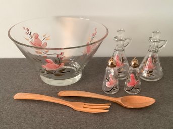 Vintage Hazel Atlas 7 Piece Salad Serving Set