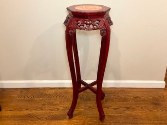 A Marble Inset Carved Rosewood Stand / Table
