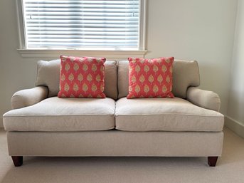 Custom Loveseat Sofa In Neutral Beige By Rist, North Carolina