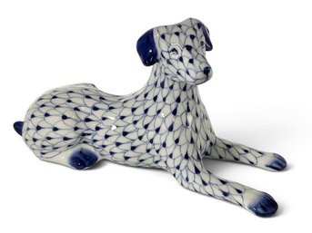 Andrea By Sadek Blue Fishnet Greyhound Whippet Porcelain Dog Figurine