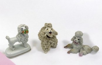 3 Vintage Porcelain Poodle Dog Figurine Collection ~ Japan, Spaghetti & Trim ~