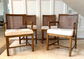 Set Six Mid Century Caned Back Dining Chairs