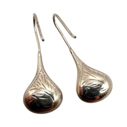(B179) Sterling Silver Etched Dangle Earrings