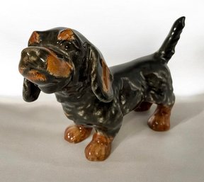 Vintage Goebel West Germany Porcelain Black & Tan Dachshund Dog Figurine