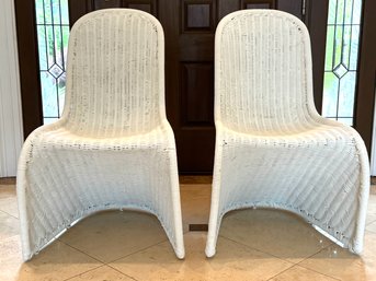 Pair Safavieh Rural Woven Wicker Dining Chairs