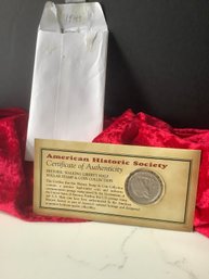 1947 Walking Liberty Half-dollar & Stamp W/ Certificate Of Authenticity #127